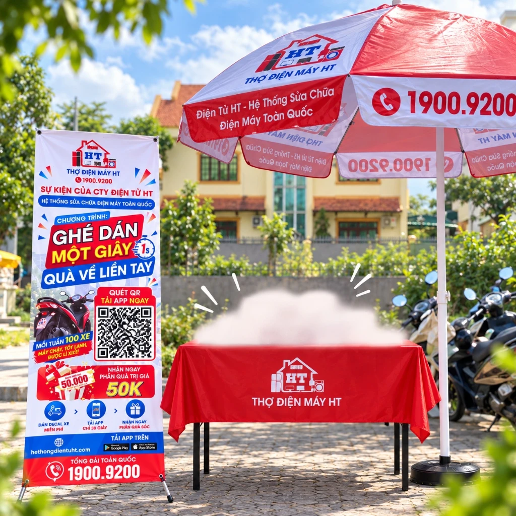 Điểm phát quà lưu động chương trình Ghé Dán 1 Giây - Quà Về Liền Tay của Hệ Thống Điện Tử HT