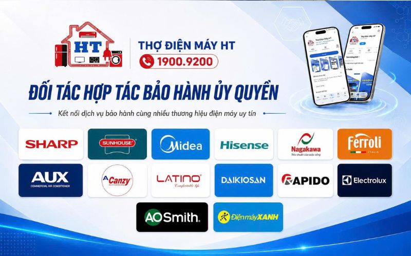 Điện Tử HT hợp tác với nhiều thương hiệu điện máy để cung cấp dịch vụ bảo hành và sửa chữa ủy quyền, đảm bảo chất lượng linh kiện và quy trình kỹ thuật.
