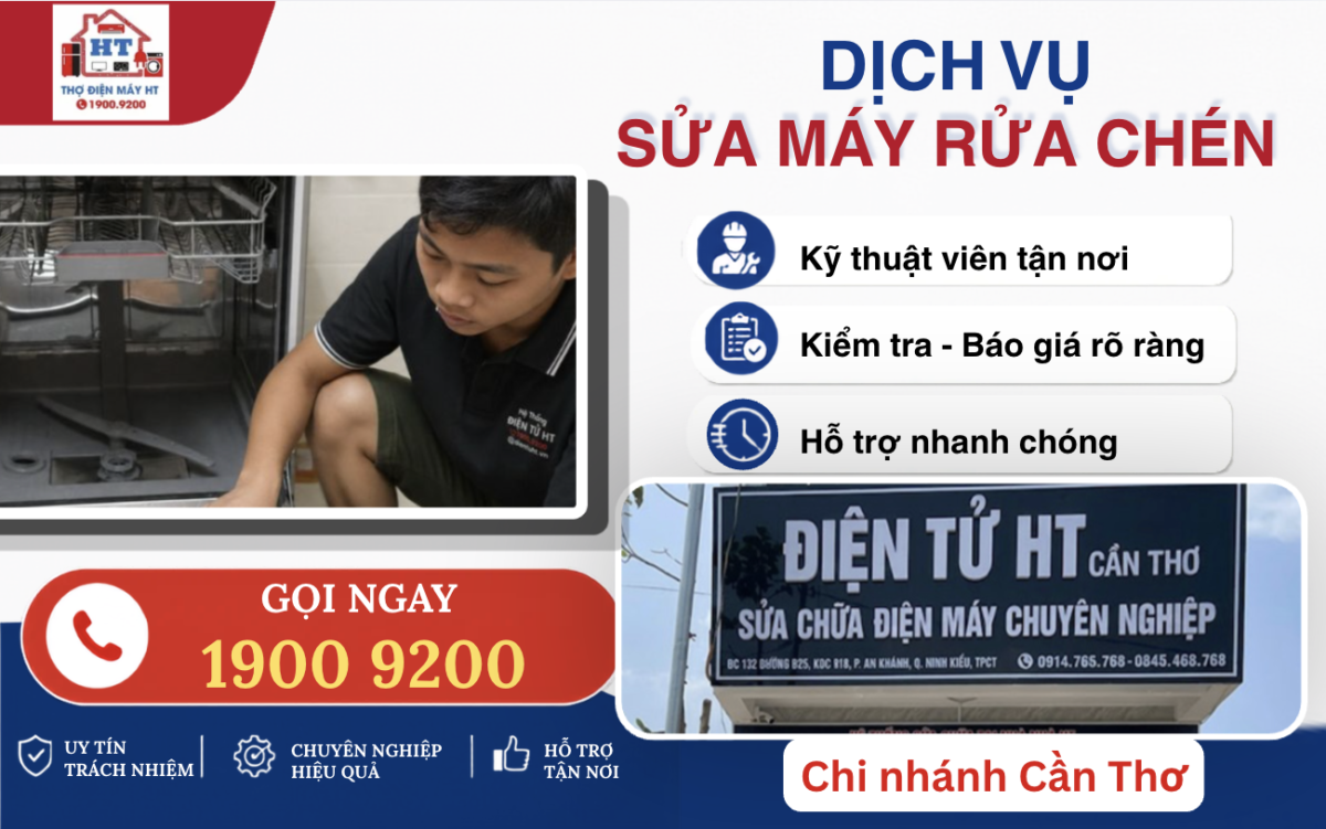 Điện tử HT chuyên sửa các dòng máy rửa chén, tâm tâm, bảo hành chuyên nghiệp