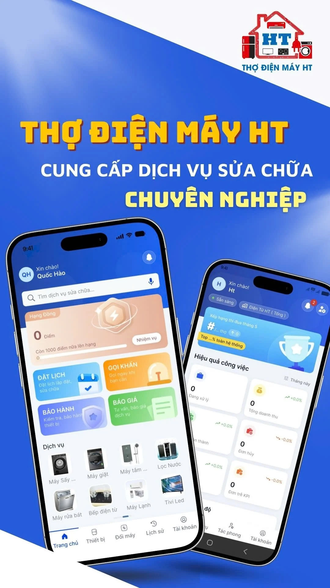 Ảnh App Thợ Điện Máy HT - Điện Tử HT App Thợ Điện Máy HT hỗ trợ đặt lịch sửa máy lọc nước