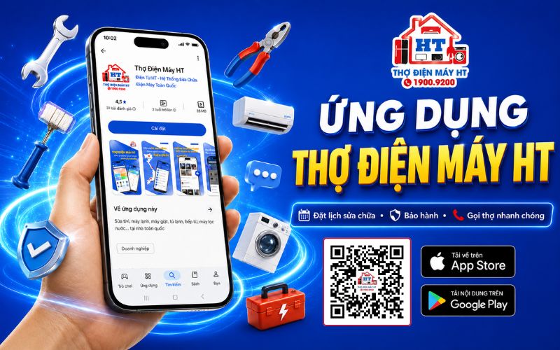 App Thợ Điện Máy HT là kênh tiện lợi để khách hàng gửi yêu cầu dịch vụ và đặt lịch sửa máy lạnh nhanh chóng.