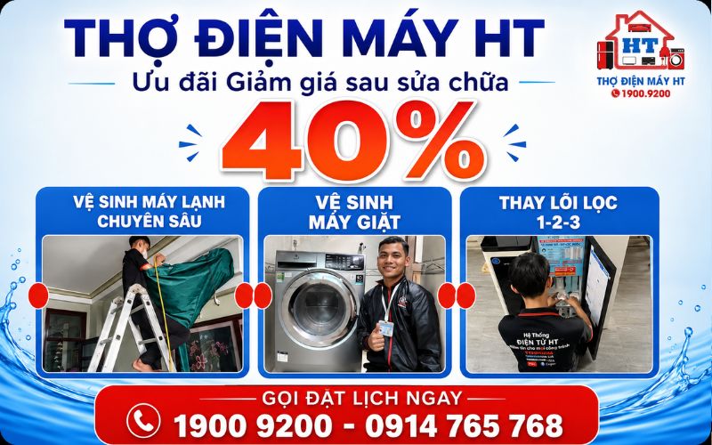 Voucher Giảm 40% Bảo Dưỡng Điện Máy Cho Khách Hàng HT