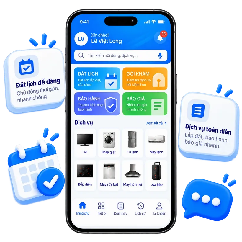 Màn hình trang chủ ứng dụng HT
