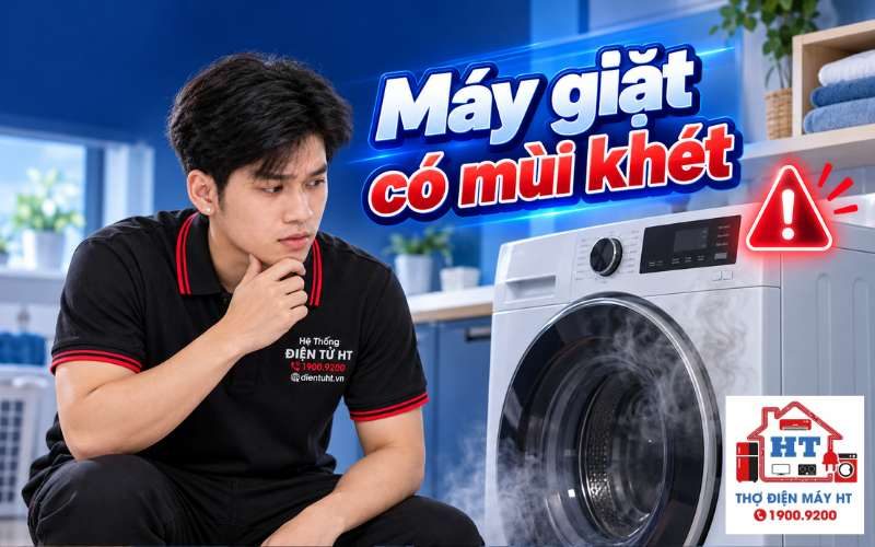 Máy giặt có mùi khét: cần dừng và làm gì ngay?