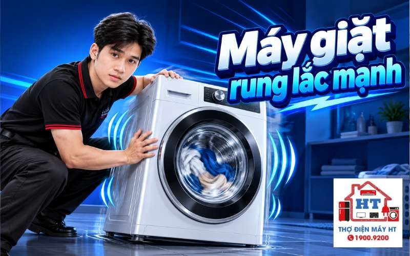 Máy giặt rung lắc mạnh khi vắt: xử lý ra sao?