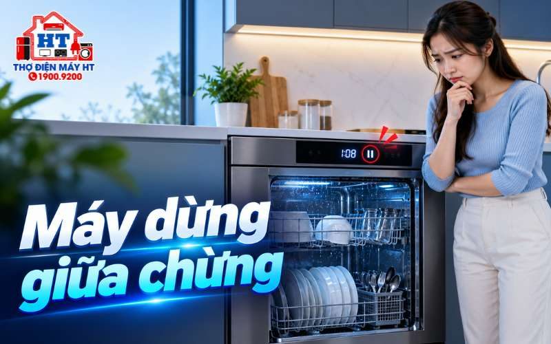 Máy rửa chén dừng giữa chương trình: có nên chạy lại?