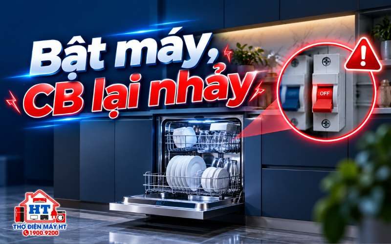 Máy rửa chén nhảy CB: có nên bật cầu dao chạy lại?